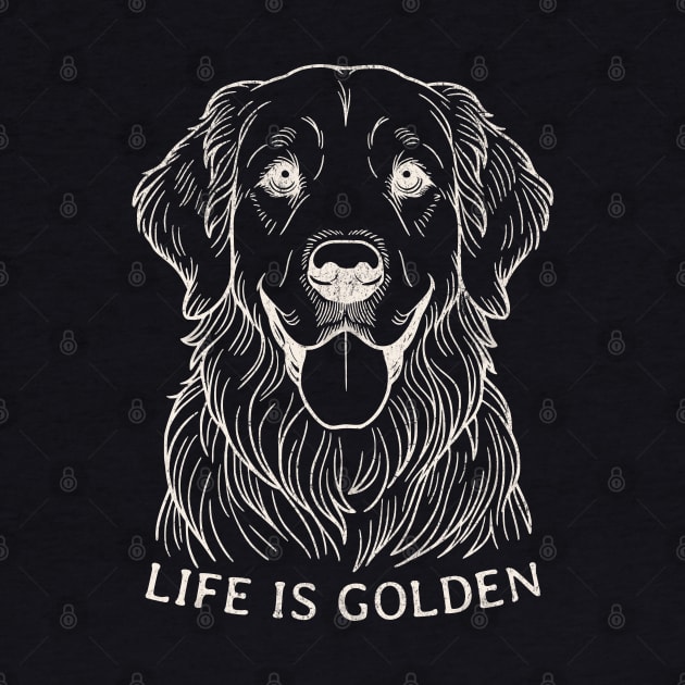 Vintage Golden Retriever Tee -  Life is Golden Design for Dog Fans with distressed texture by Tintedturtles
